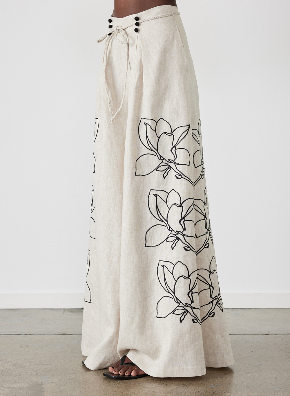 Elaina Linen Palazzo Pant | Flax Black