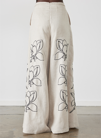 Elaina Linen Palazzo Pant | Flax Black