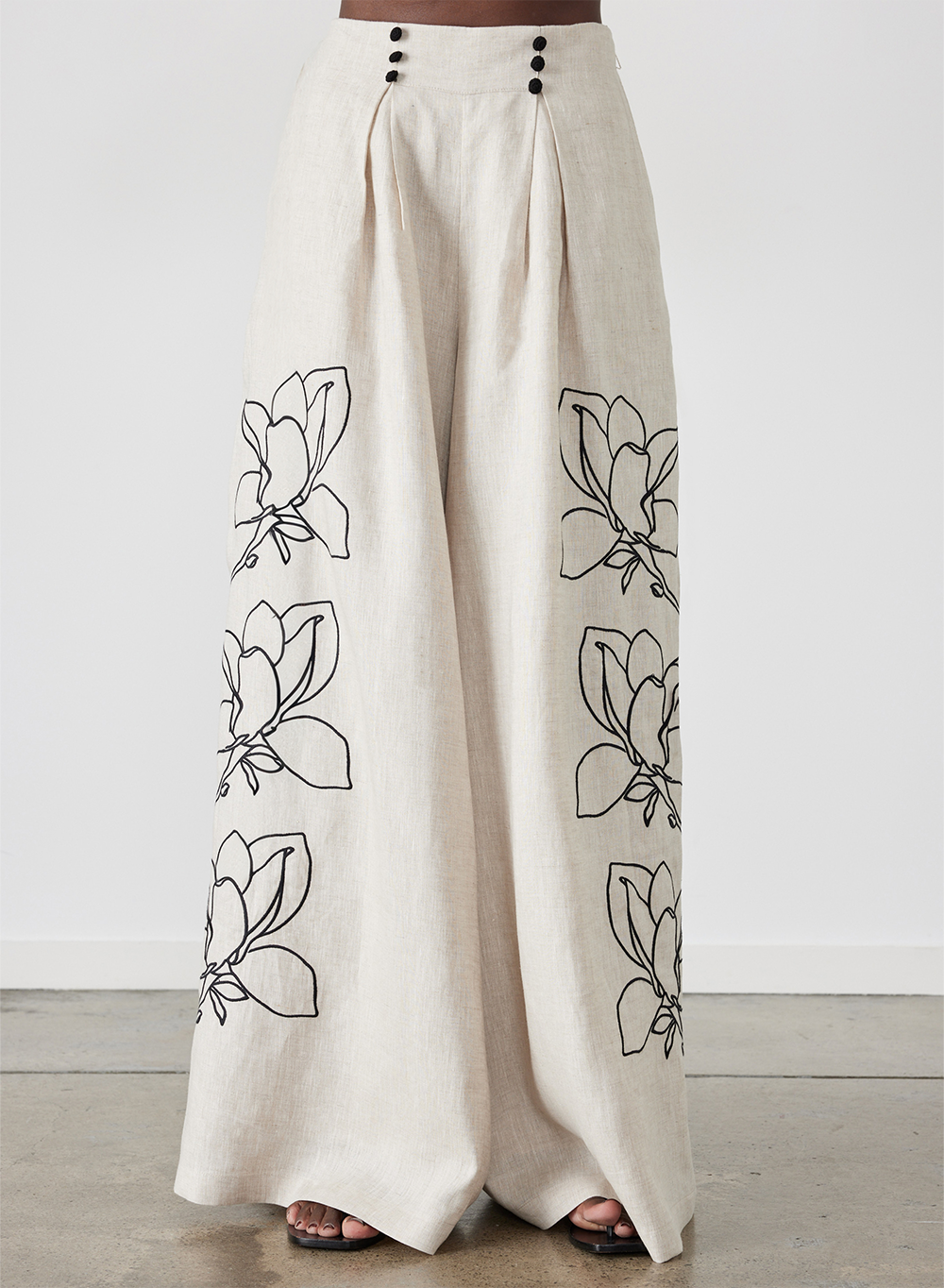 Elaina Linen Palazzo Pant | Flax Black