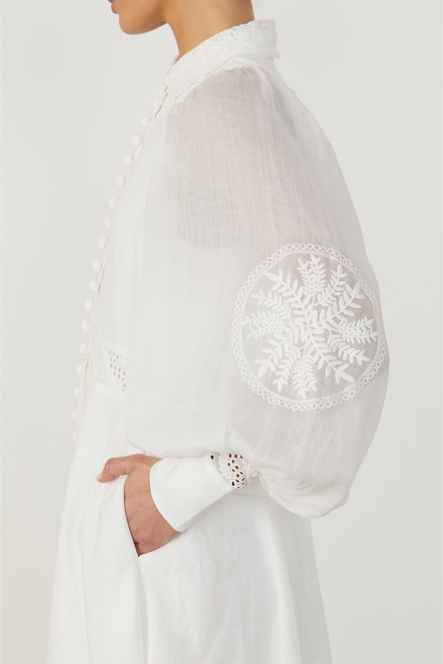 Theodora Linen Ramie Embroidery Maxi Dress | Alba