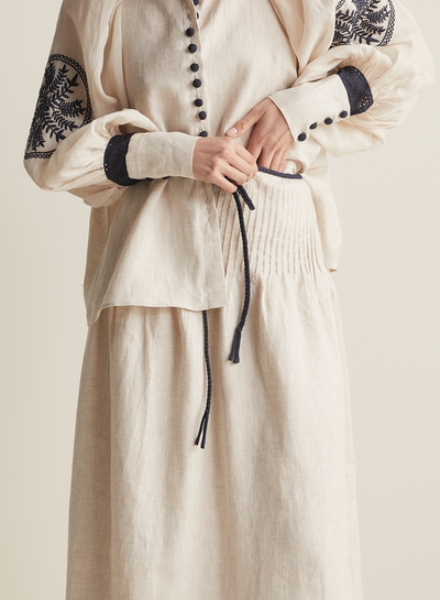 Roxanna Linen Ramie Shirt | Flax Navy