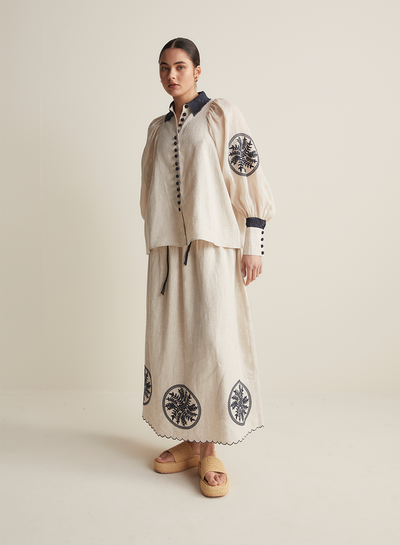 Roxanna Linen Ramie Shirt | Flax Navy