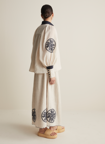 Roxanna Linen Ramie Shirt | Flax Navy