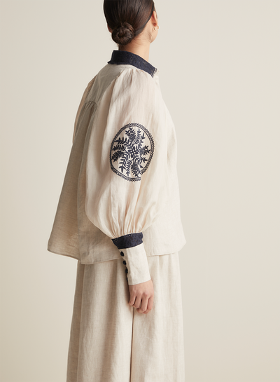Roxanna Linen Ramie Shirt | Flax Navy