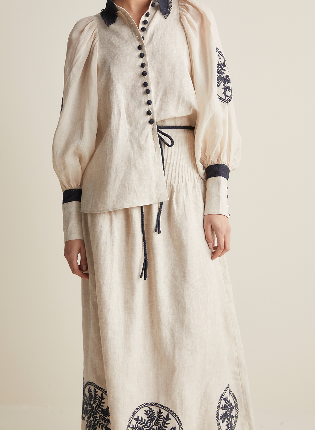 Roxanna Linen Ramie Shirt | Flax Navy