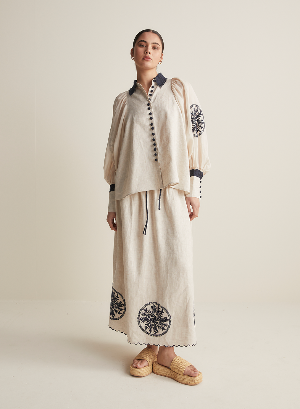 Roxanna Linen Ramie Shirt | Flax Navy