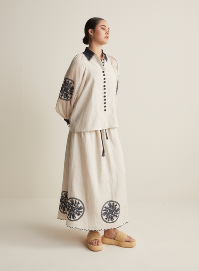Roxanna Linen Ramie Shirt | Flax Navy