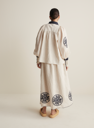 Roxanna Linen Ramie Shirt | Flax Navy