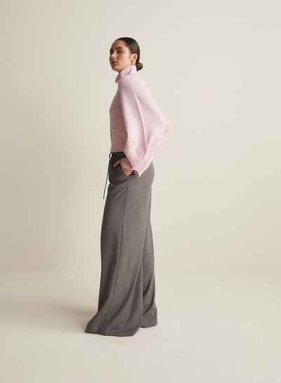 Natasha Wool Embroidery Knit | Dahlia Pink Marle