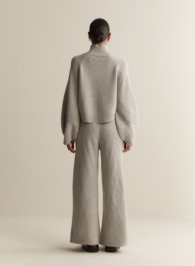Natasha Wool Embroidery Knit | Grey Marle