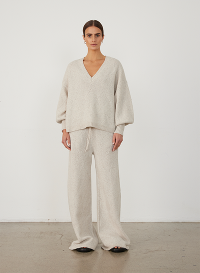 ANNA WOOL QUILT KNIT | HEATHER DOT MARLE