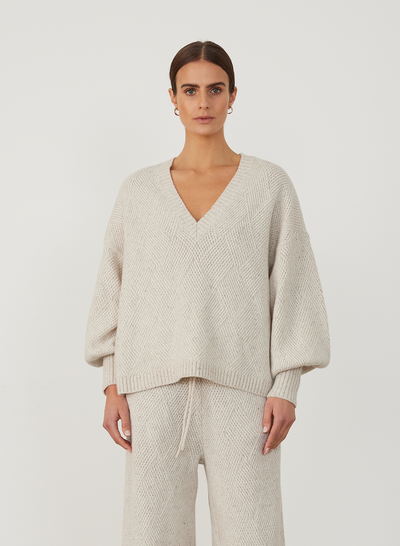 ANNA WOOL QUILT KNIT | HEATHER DOT MARLE