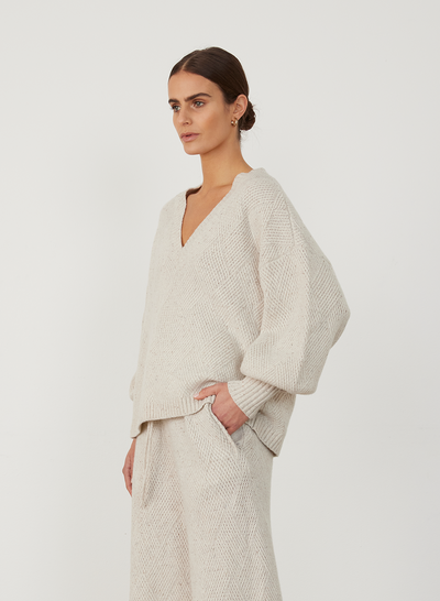 ANNA WOOL QUILT KNIT | HEATHER DOT MARLE