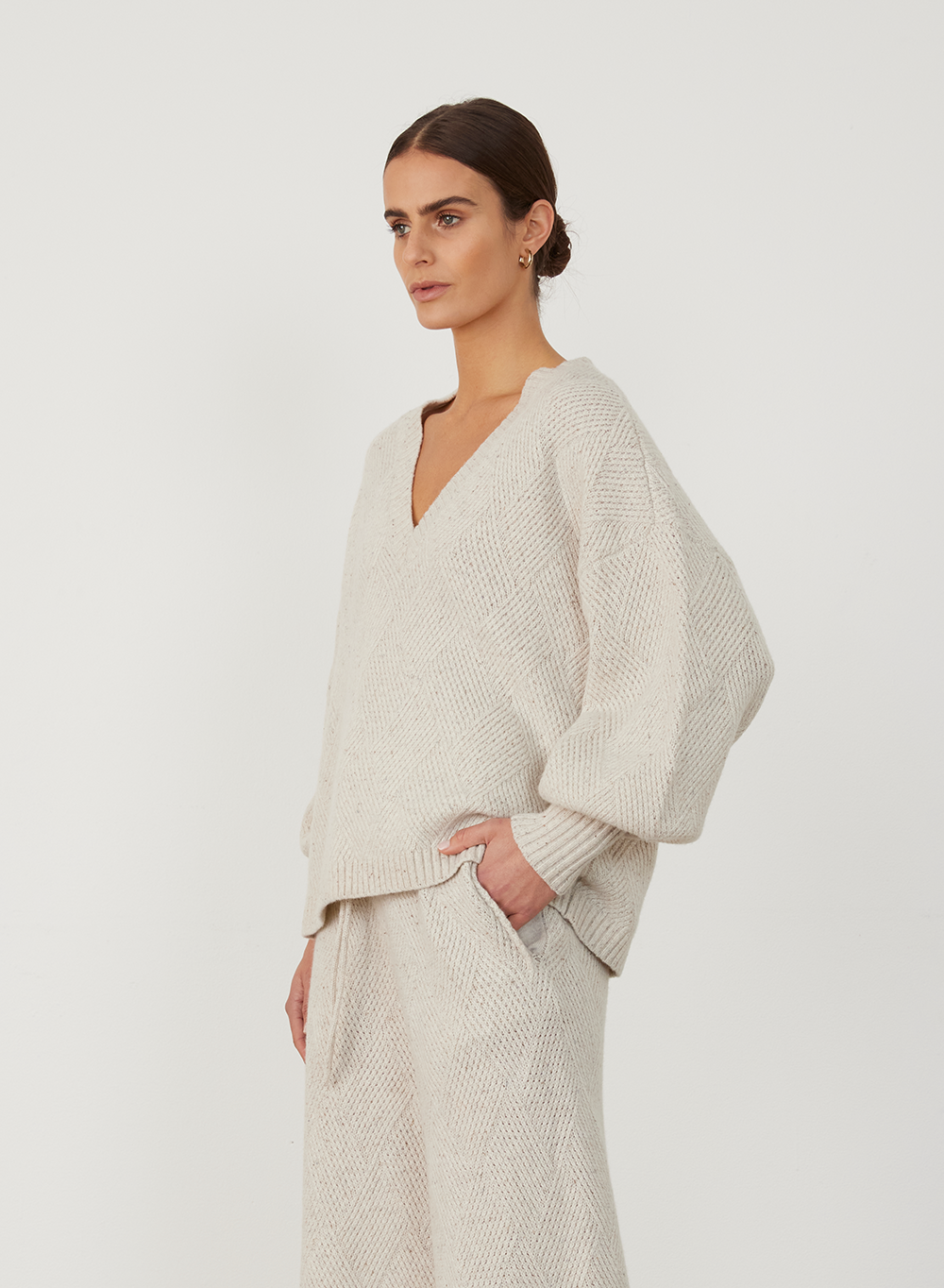 ANNA WOOL QUILT KNIT | HEATHER DOT MARLE