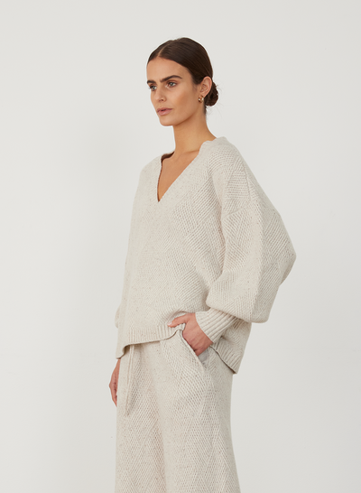 ANNA WOOL QUILT KNIT | HEATHER DOT MARLE
