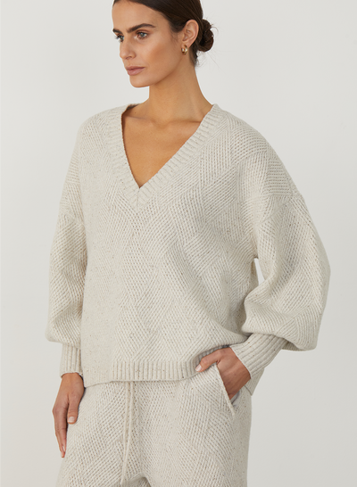 ANNA WOOL QUILT KNIT | HEATHER DOT MARLE
