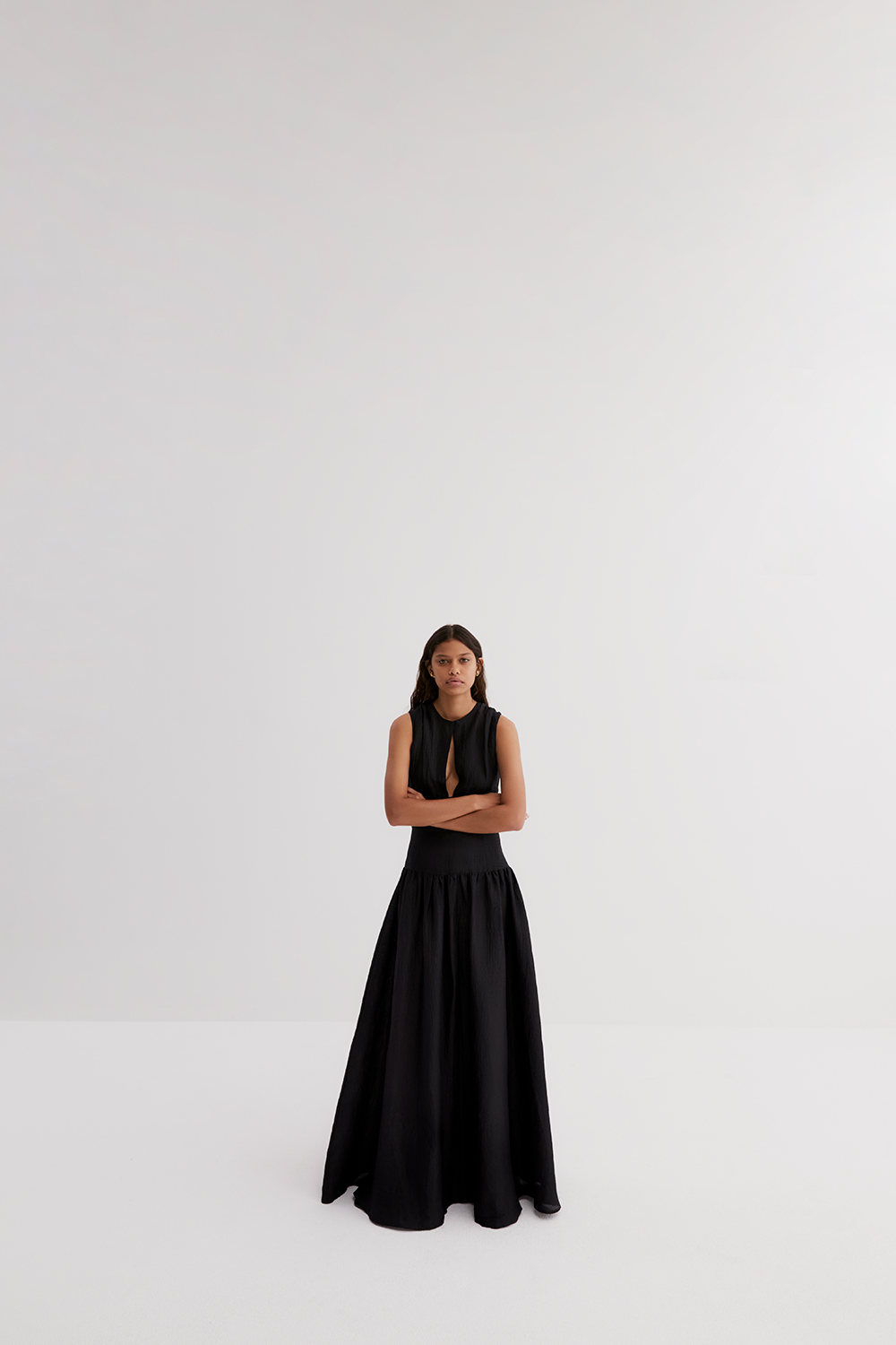 LOREN SILK LINEN MAXI DRESS | BLACK