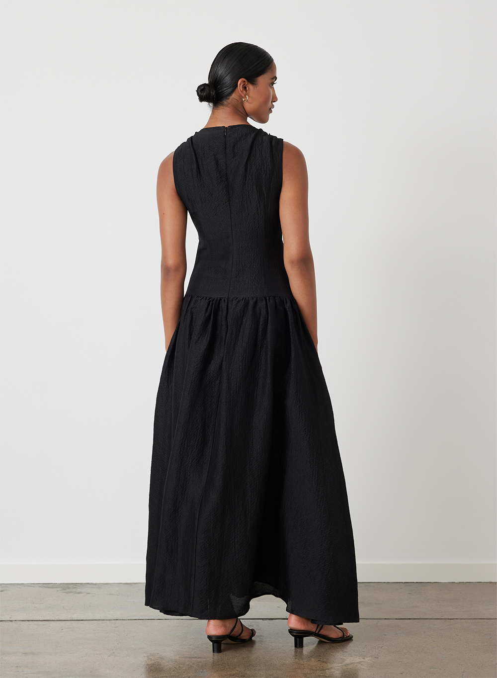 LOREN SILK LINEN MAXI DRESS | BLACK