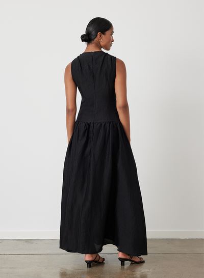 Loren Silk Linen Maxi Dress | Black