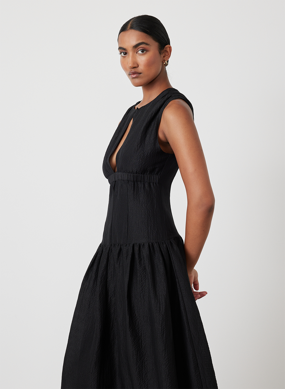 LOREN SILK LINEN MAXI DRESS | BLACK
