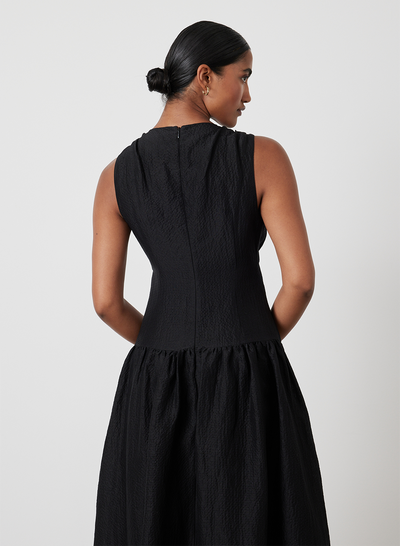 LOREN SILK LINEN MAXI DRESS | BLACK