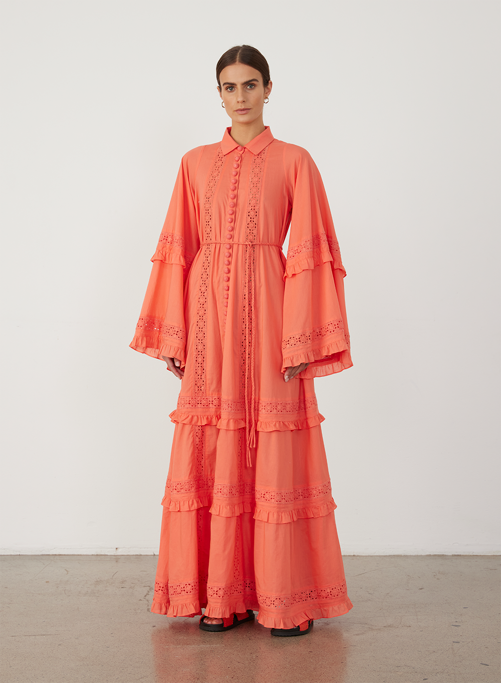 Valeria Organic Cotton Maxi Smock Dress | Hibiscus