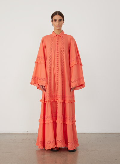 Valeria Organic Cotton Maxi Smock Dress | Hibiscus