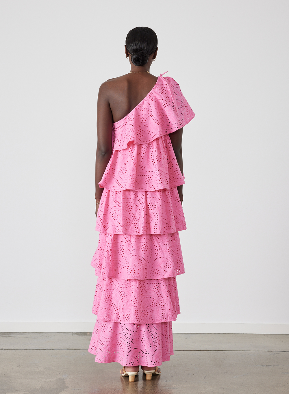 Rosalie Organic Cotton Broderie Maxi Dress | Dahlia Pink