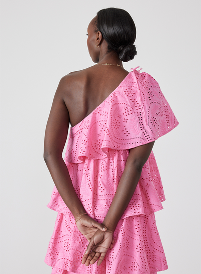 Rosalie Organic Cotton Broderie Maxi Dress | Dahlia Pink