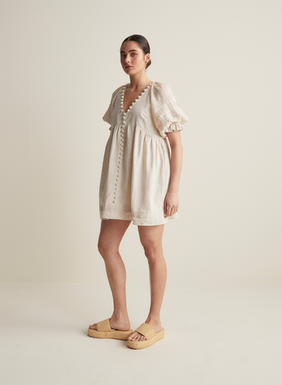 Gwendalin Linen Mini Smock Dress | Flax