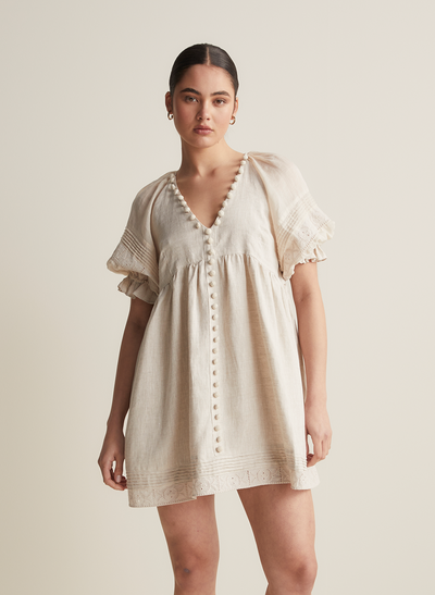 Gwendalin Linen Mini Smock Dress | Flax