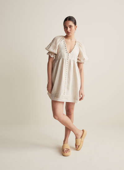 Gwendalin Linen Mini Smock Dress | Flax
