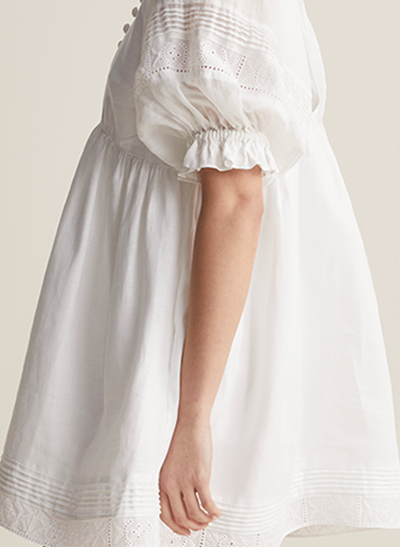 Gwendalin Linen Mini Smock Dress | Optical White