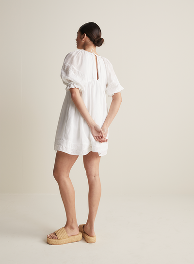 Gwendalin Linen Mini Smock Dress | Optical White