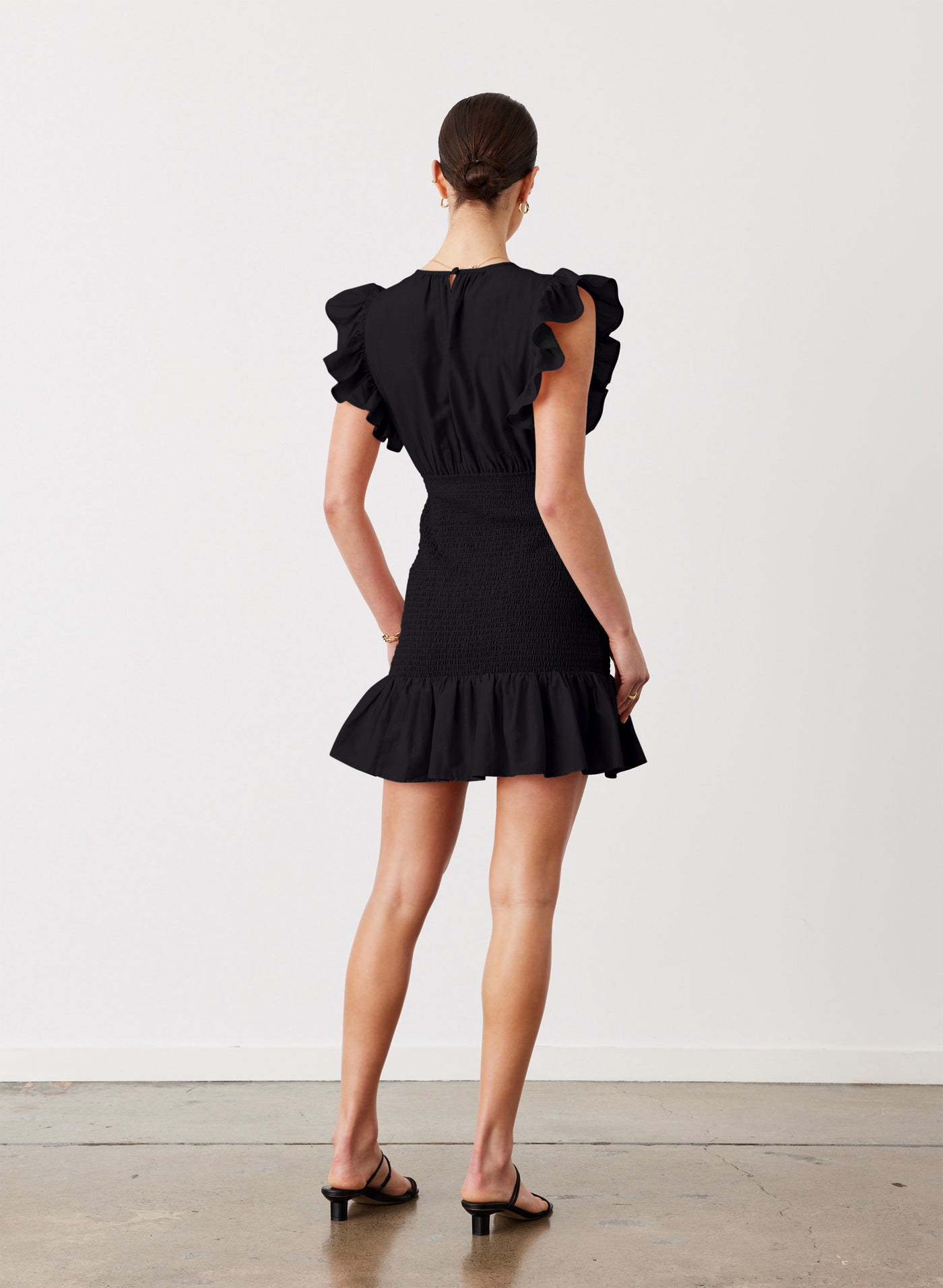 Joyce Silk Cotton Mini Dress | Black