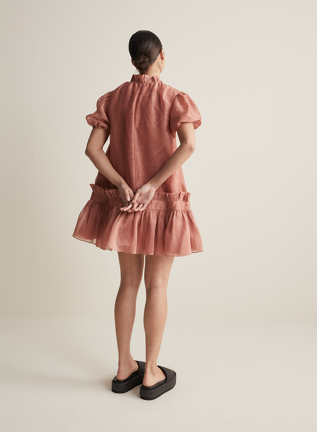 Marcel Silk Linen Mini Smock Dress | Rose