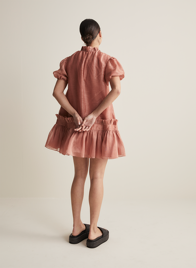Marcel Silk Linen Mini Smock Dress | Rose