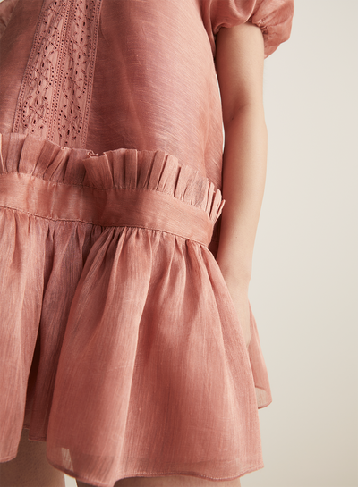 Marcel Silk Linen Mini Smock Dress | Rose