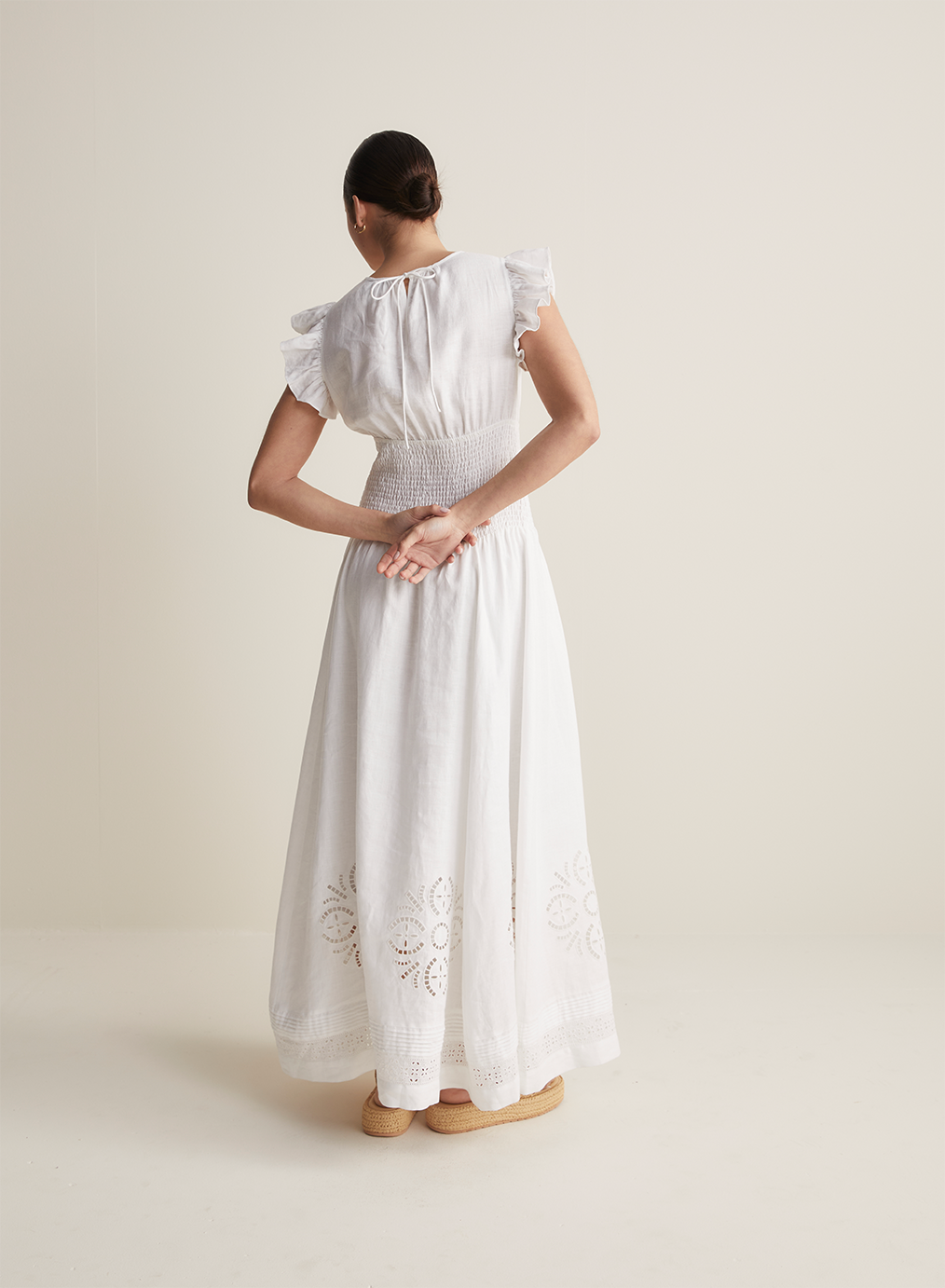 Daphine Linen Embroidery Maxi Dress