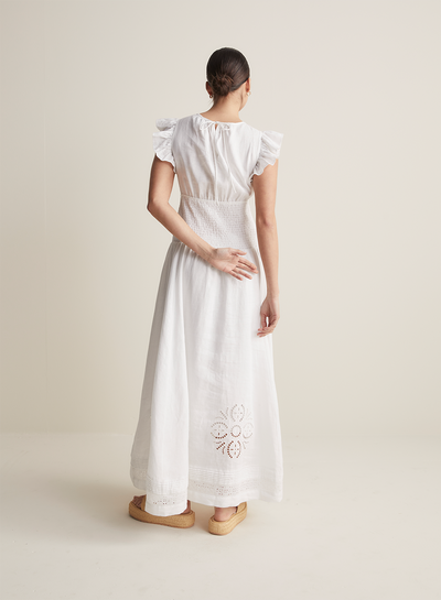 Daphine Linen Embroidery Maxi Dress