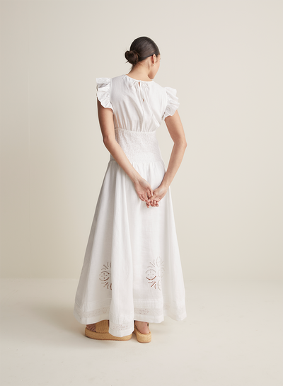 Daphine Linen Embroidery Maxi Dress