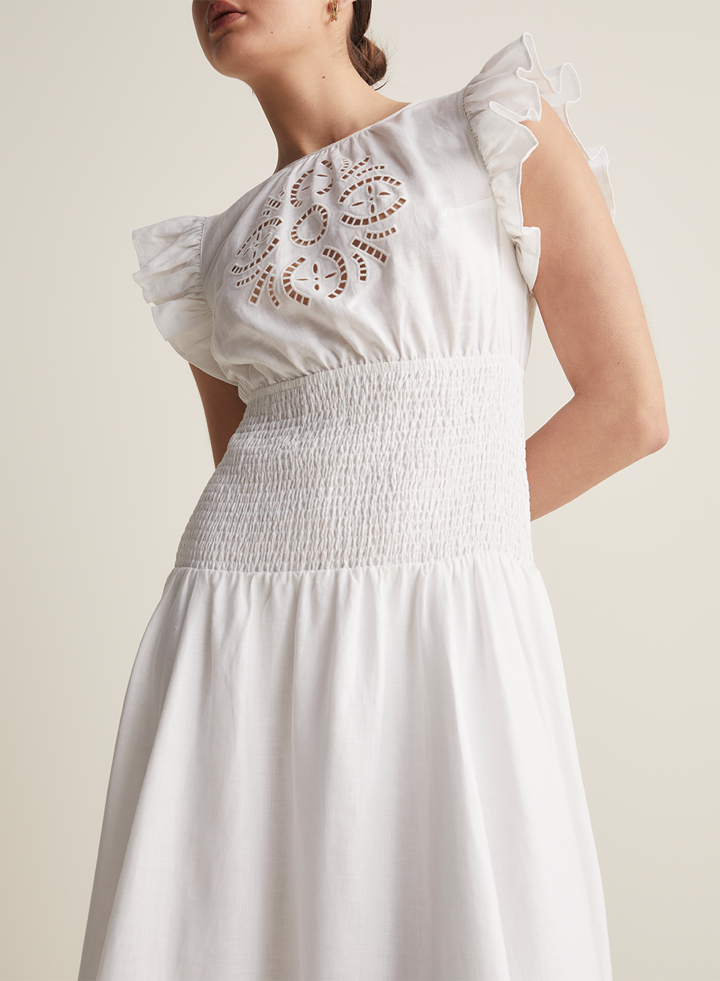 Daphine Linen Embroidery Maxi Dress