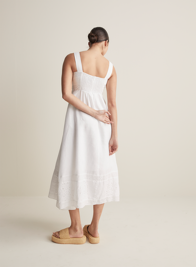 Winona Linen Embroidery Midi Dress