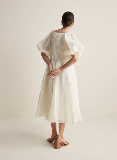 Blaine Silk Linen Midi Dress | Antique