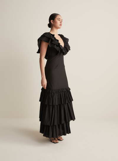 Essie Silk Cotton Maxi Dress | Black