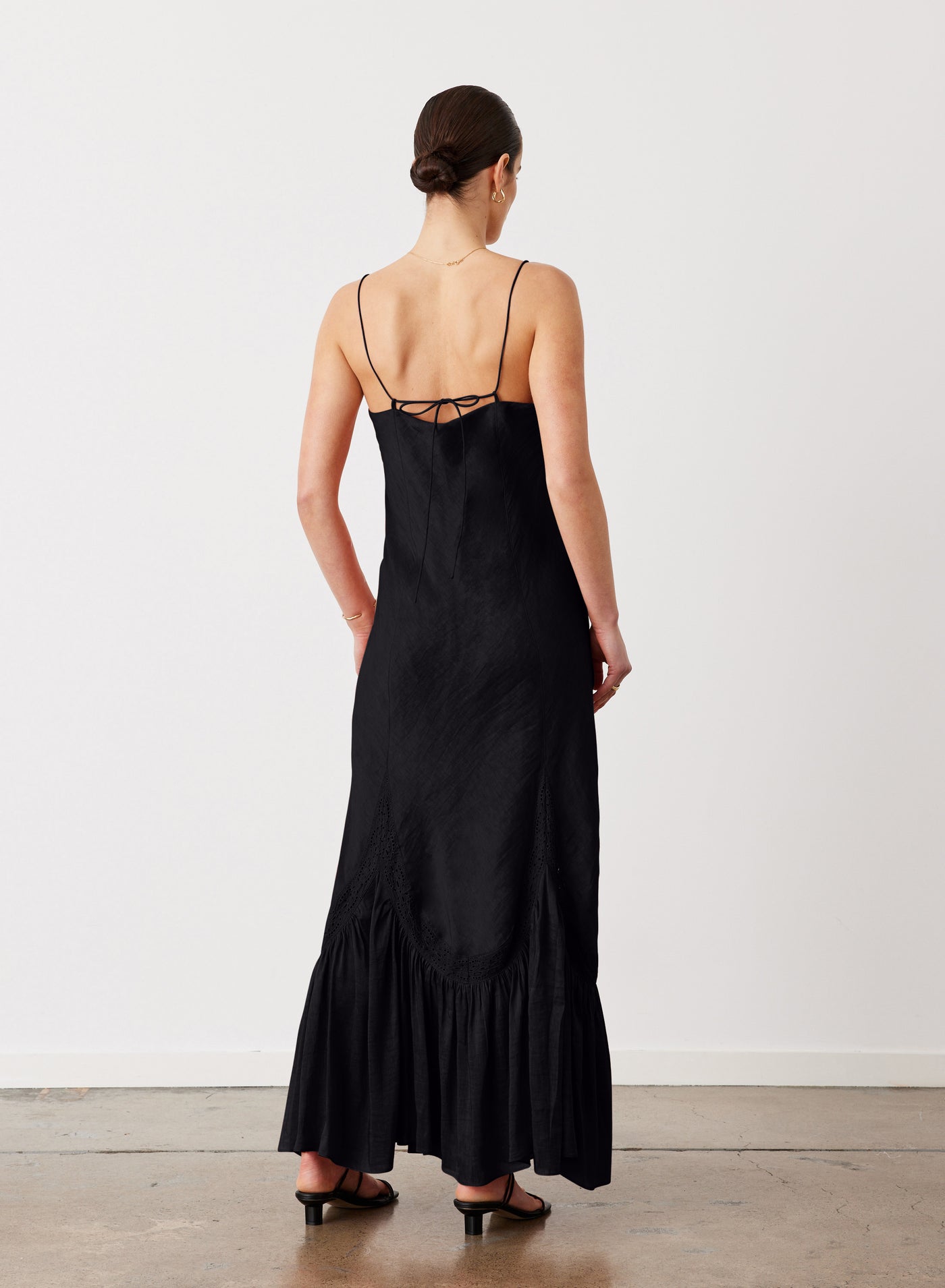 Claudette Silk Linen Maxi Dress | Black
