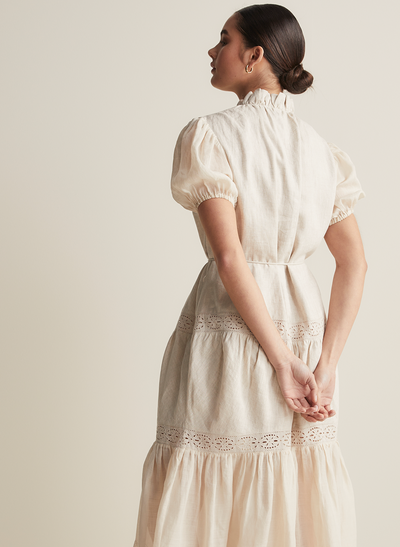 Cecile Linen Ramie Midi Dress | Flax