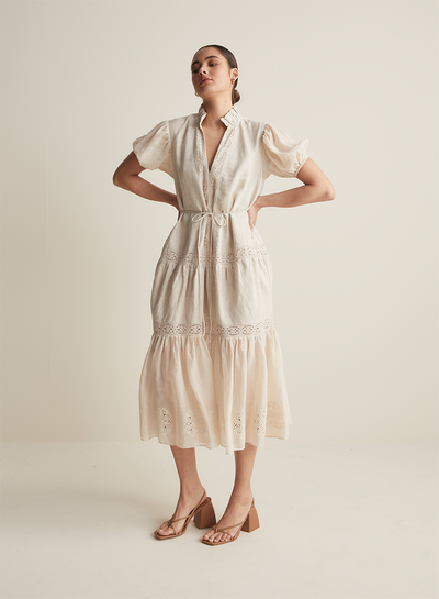Cecile Linen Ramie Midi Dress | Flax