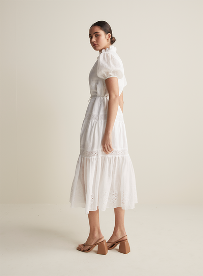 Cecile Linen Midi Dress | Optical White