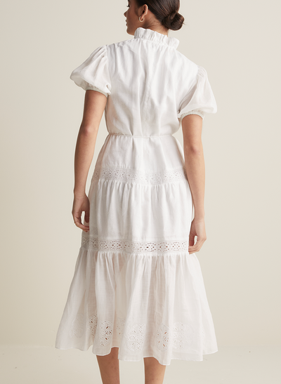 Cecile Linen Midi Dress | Optical White